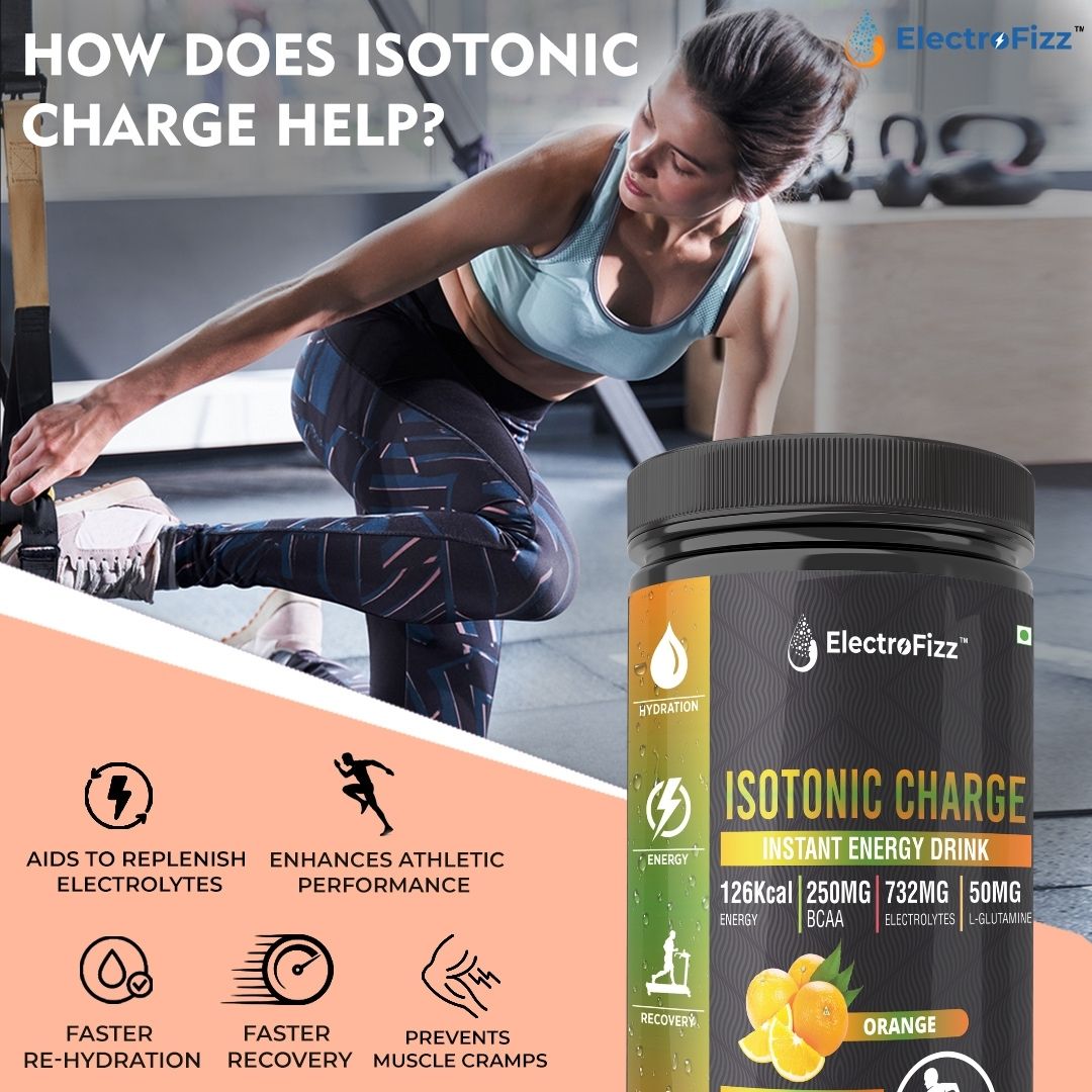 ElectroFizz Isotonic Energy Drink Powder for Endurance Sports & Fitness Activities, 1 Kg Jar - Orange