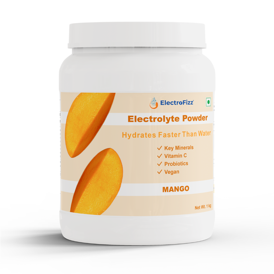 ElectroFizz Electrolyte Powder 100 servings | Minerals, Probiotics & Vitamin C- 1 Kg Jar Pack - Blueberry Flavor