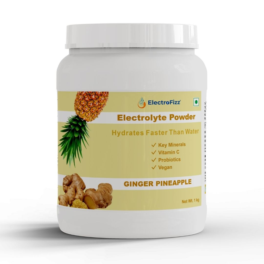 ElectroFizz Electrolyte Powder 100 servings | Minerals, Probiotics & Vitamin C- 1 Kg Jar Pack - Blueberry Flavor