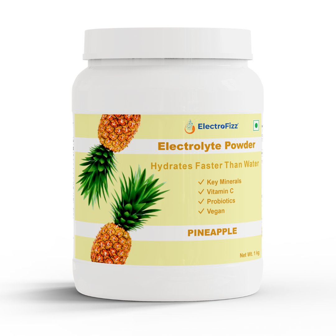 ElectroFizz Electrolyte Powder 100 servings | Minerals, Probiotics & Vitamin C- 1 Kg Jar Pack - Blueberry Flavor