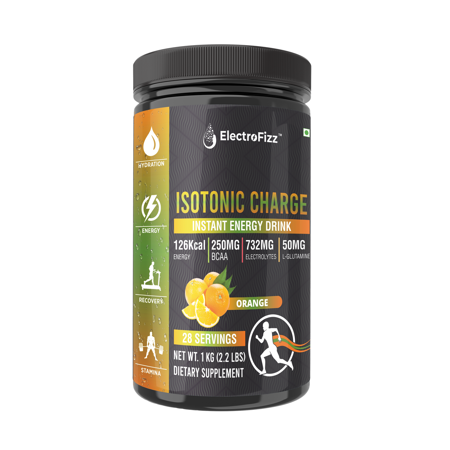 ElectroFizz Electrolyte Powder 100 servings | Minerals, Probiotics & Vitamin C- 1 Kg Jar Pack - Blueberry Flavor