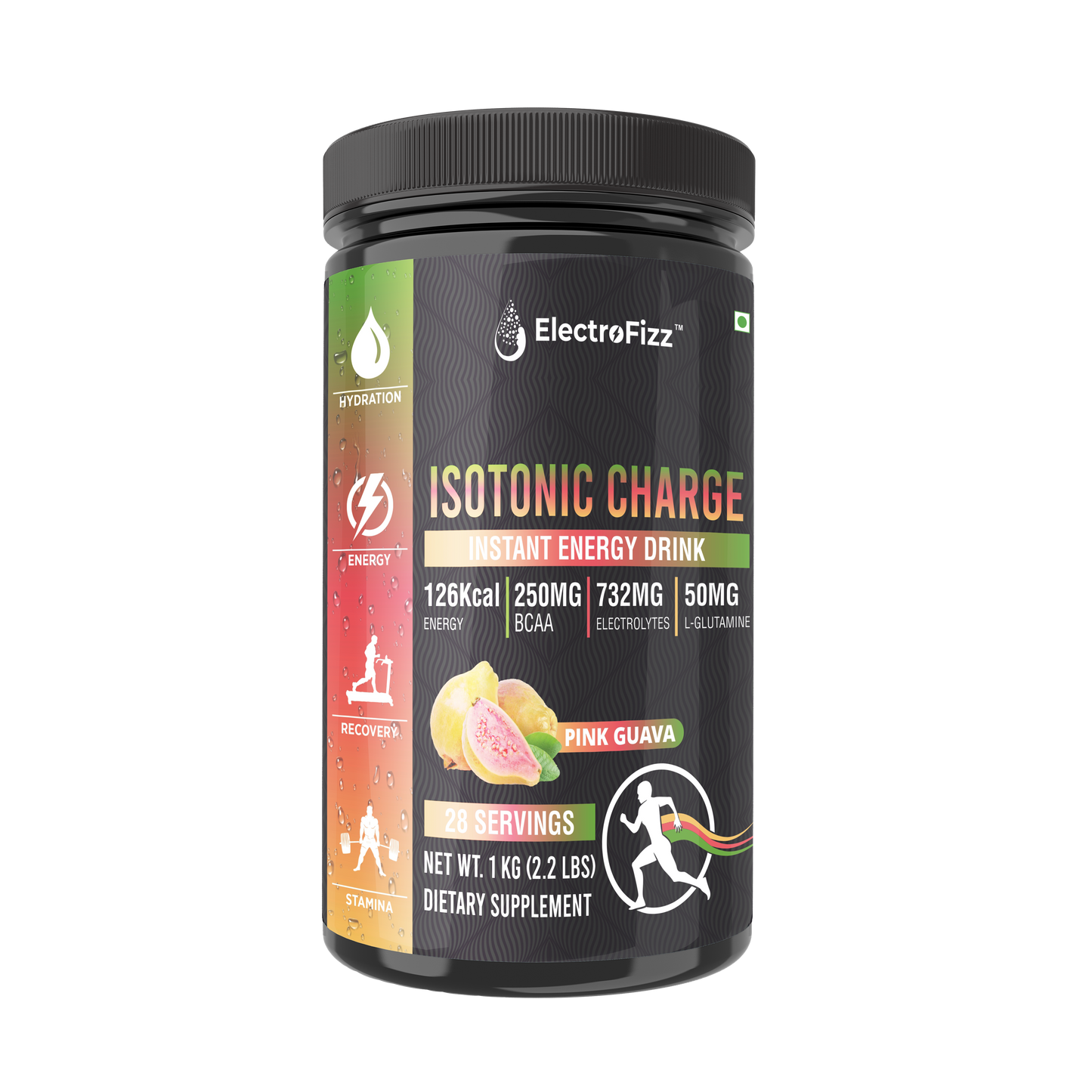 ElectroFizz Electrolyte Powder 100 servings | Minerals, Probiotics & Vitamin C- 1 Kg Jar Pack - Blueberry Flavor