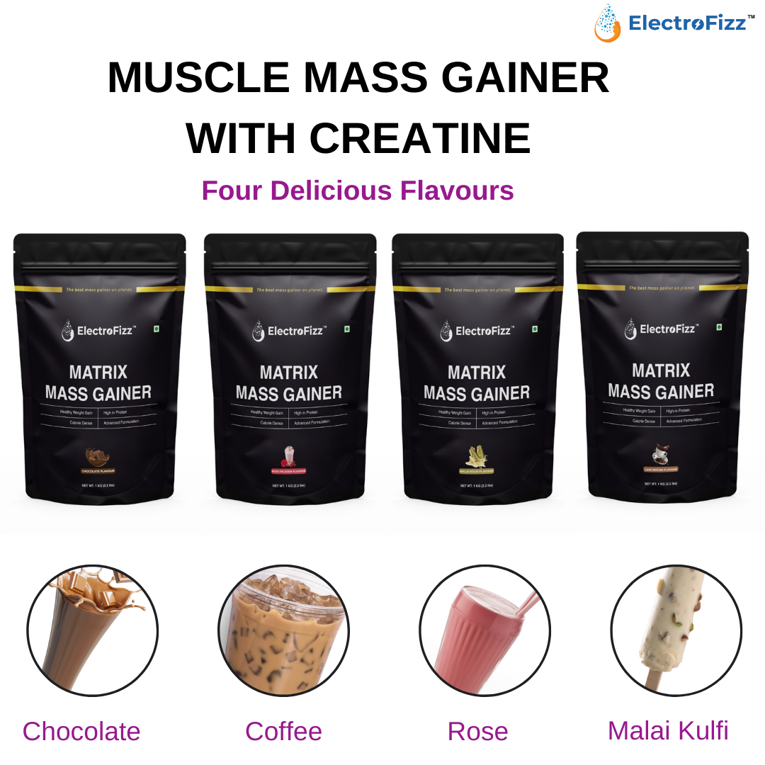 ElectroFizz Matrix Mass Gainer|Weight Gainer with 25+ Essential Vitamins & Minerals-1kg, 30 Servings (Chocolate)