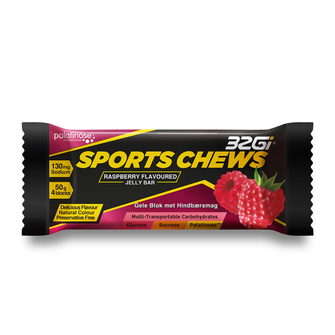 32Gi Sports Chews - Energy Sustaining Jelly Bar- 50gm (4 blocks per pack)- Pack of 3 Bars