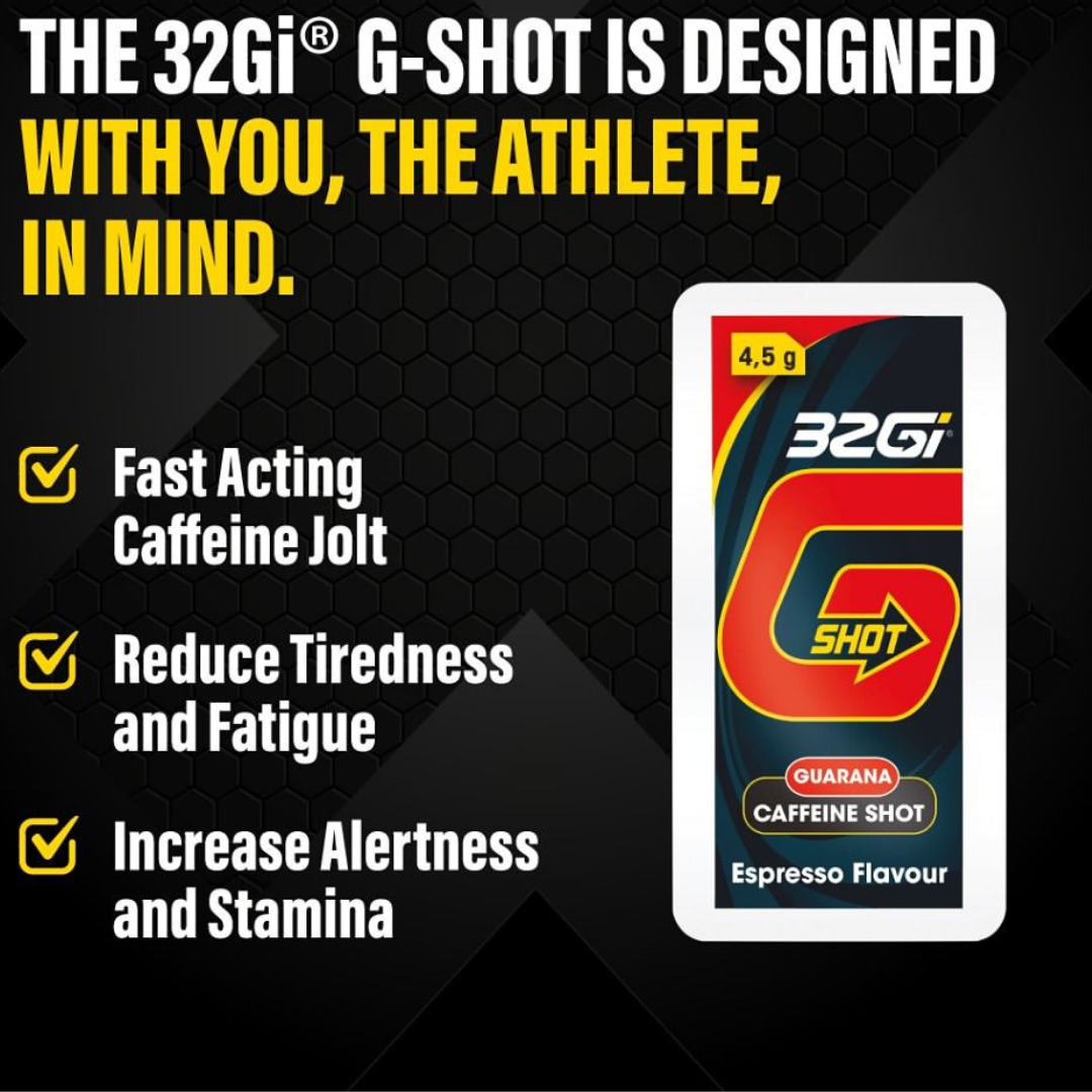 32Gi G-Shot Gel, potent 60 mg caffeine boost, liquid guarana, patented snap open technology, pre-workout boost - 4.5g each pack