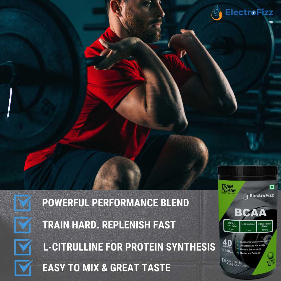 ElectroFizz Advanced BCAA 7Gms (2:1:1) -Green Apple Flavor- 400 Gms