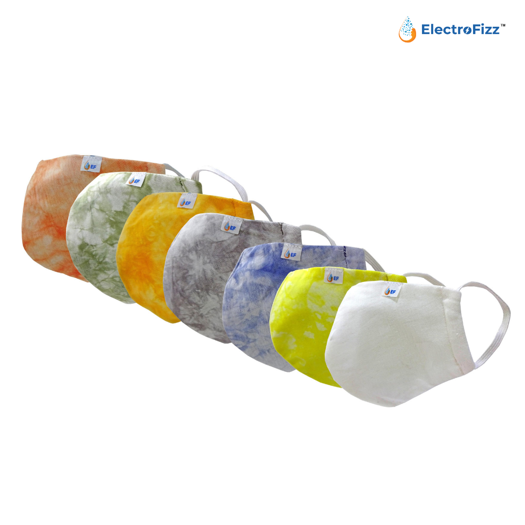 ElectroFizz Reusable 3-Layered Anti-Pollution Outdoor Cotton Masks, Pack of 7 with Free Pouch- Free Size