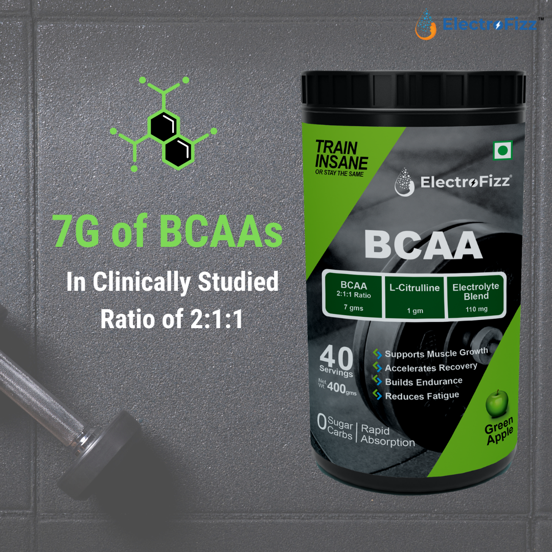 ElectroFizz Advanced BCAA 7Gms (2:1:1) -Green Apple Flavor- 400 Gms