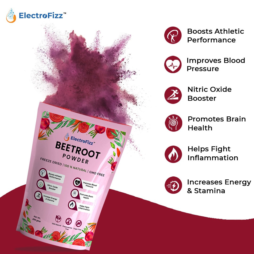 ElectroFizz Freeze Dried Beetroot Superfood Powder - 200 gms (30 plus servings)