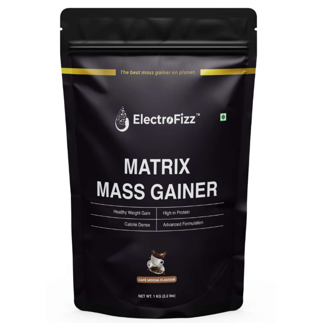 ElectroFizz Matrix Mass Gainer|Weight Gainer with 25+ Essential Vitamins & Minerals-1kg, 30 Servings (Chocolate)