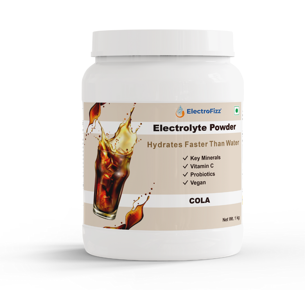 ElectroFizz Electrolyte Powder 100 servings | Minerals, Probiotics & Vitamin C- 1 Kg Jar Pack - Blueberry Flavor
