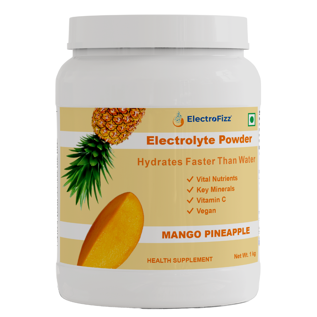 ElectroFizz Electrolyte Powder 100 servings | Minerals, Probiotics & Vitamin C- 1 Kg Jar Pack - Blueberry Flavor