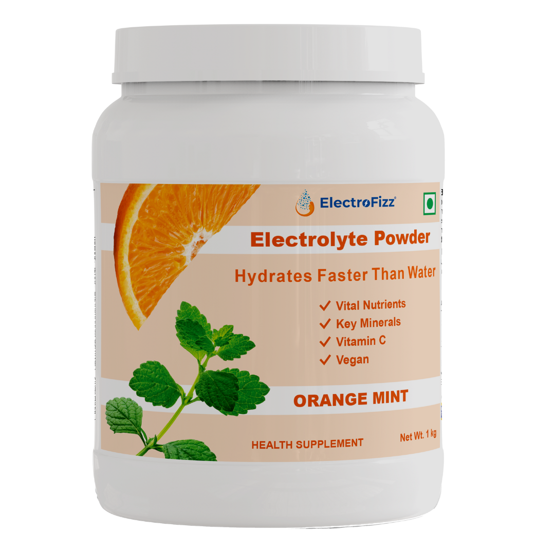 ElectroFizz Electrolyte Powder 100 servings | Minerals, Probiotics & Vitamin C- 1 Kg Jar Pack - Blueberry Flavor