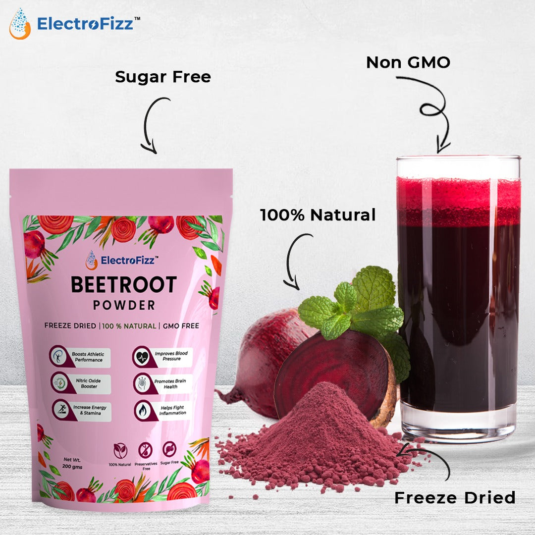 ElectroFizz Freeze Dried Beetroot Superfood Powder - 200 gms (30 plus servings)