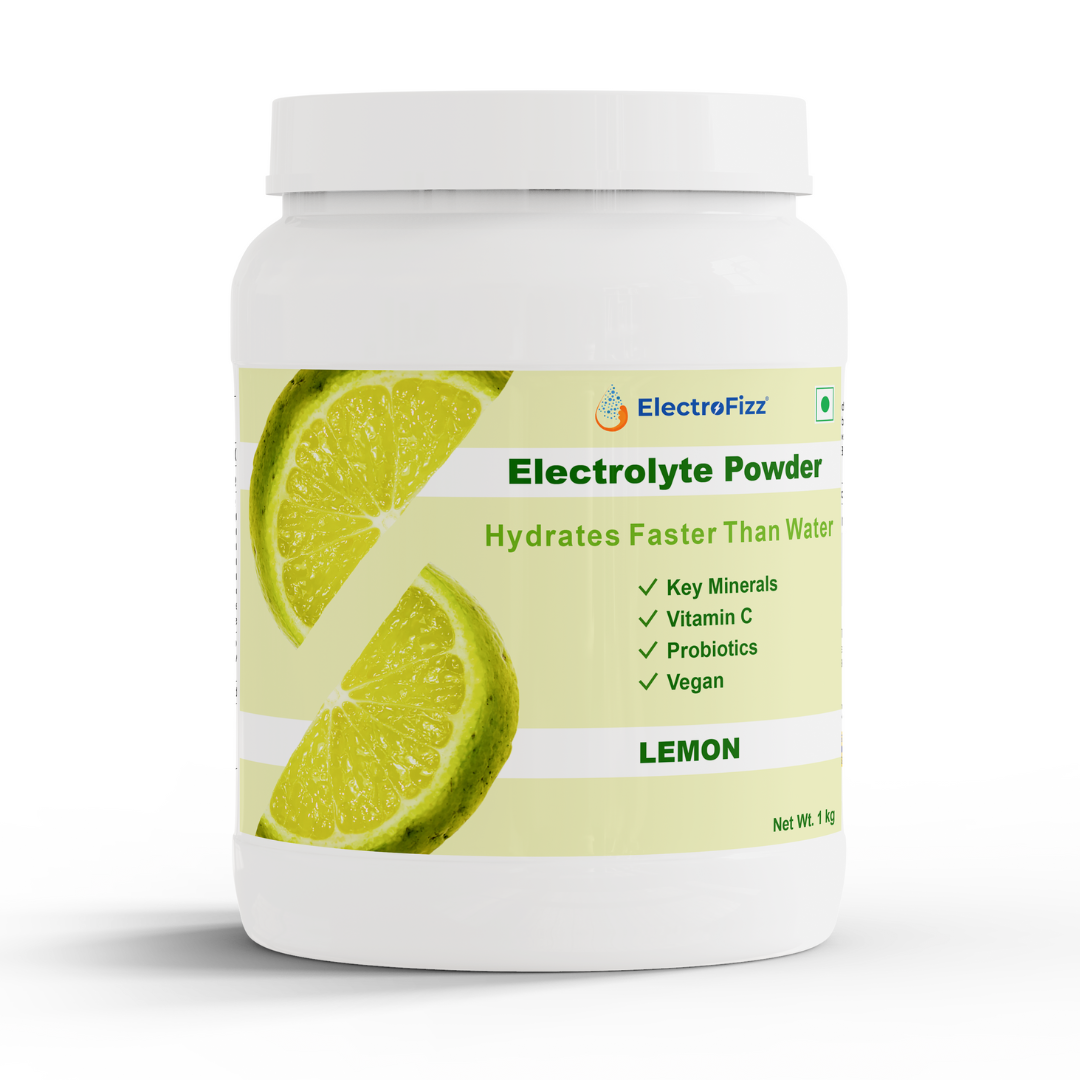 ElectroFizz Electrolyte Powder 100 servings | Minerals, Probiotics & Vitamin C- 1 Kg Jar Pack - Blueberry Flavor
