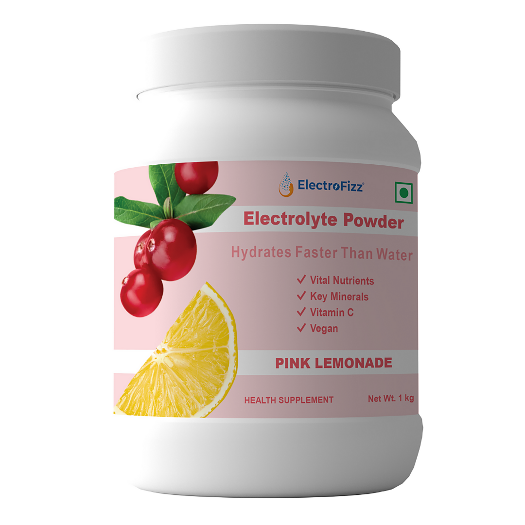 ElectroFizz Electrolyte Powder 100 servings | Minerals, Probiotics & Vitamin C- 1 Kg Jar Pack - Blueberry Flavor