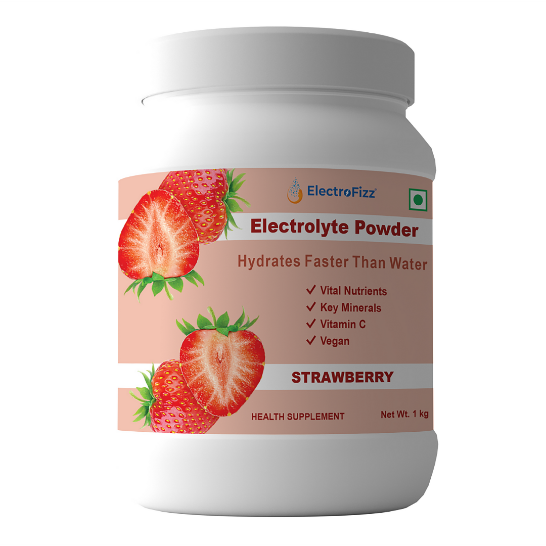 ElectroFizz Electrolyte Powder 100 servings | Minerals, Probiotics & Vitamin C- 1 Kg Jar Pack - Blueberry Flavor