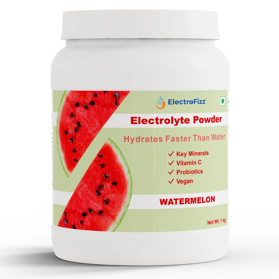 ElectroFizz Electrolyte Powder 100 servings | Minerals, Probiotics & Vitamin C- 1 Kg Jar Pack - Blueberry Flavor