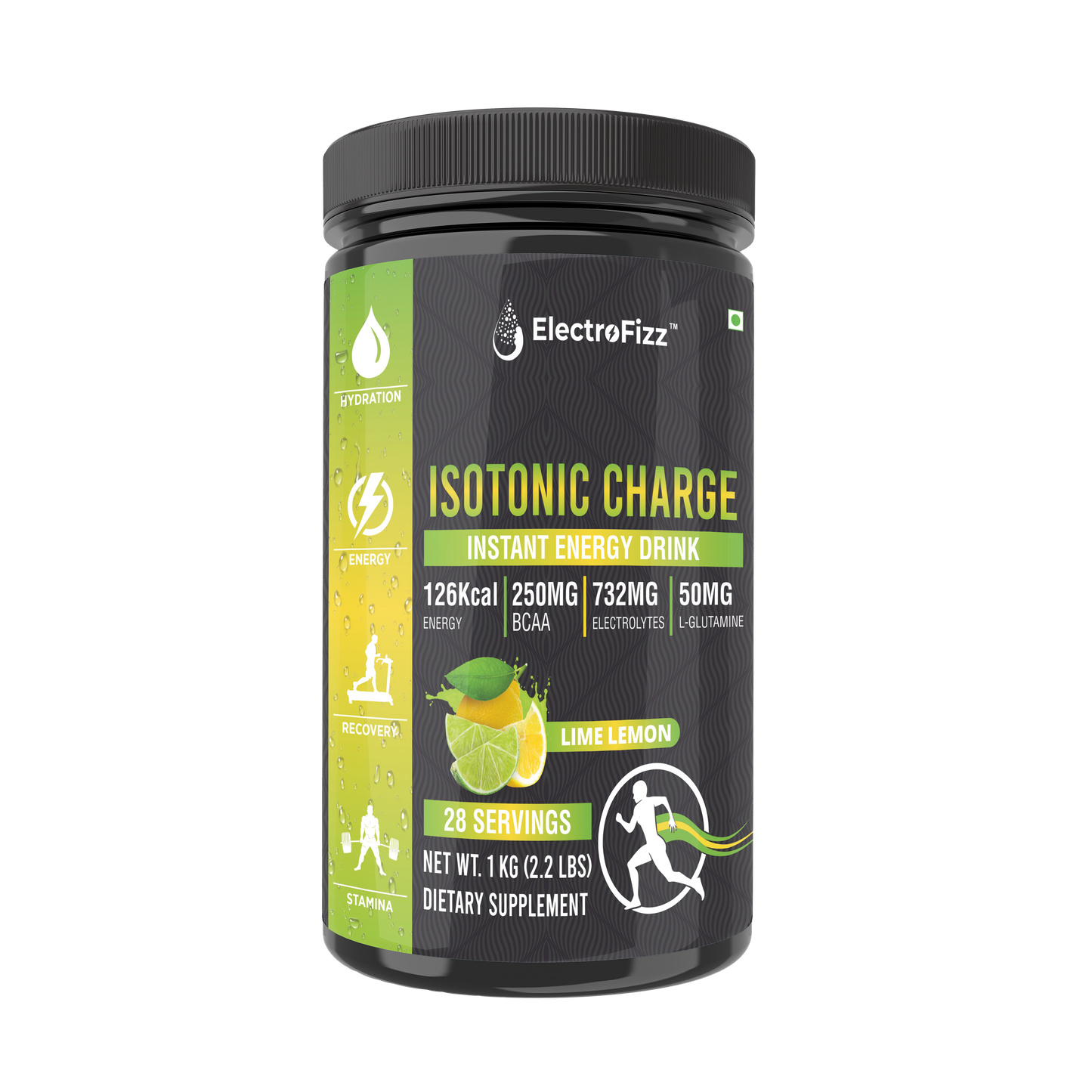 ElectroFizz Isotonic Energy Drink Powder for Endurance Sports & Fitness Activities, 1 Kg Jar - Orange