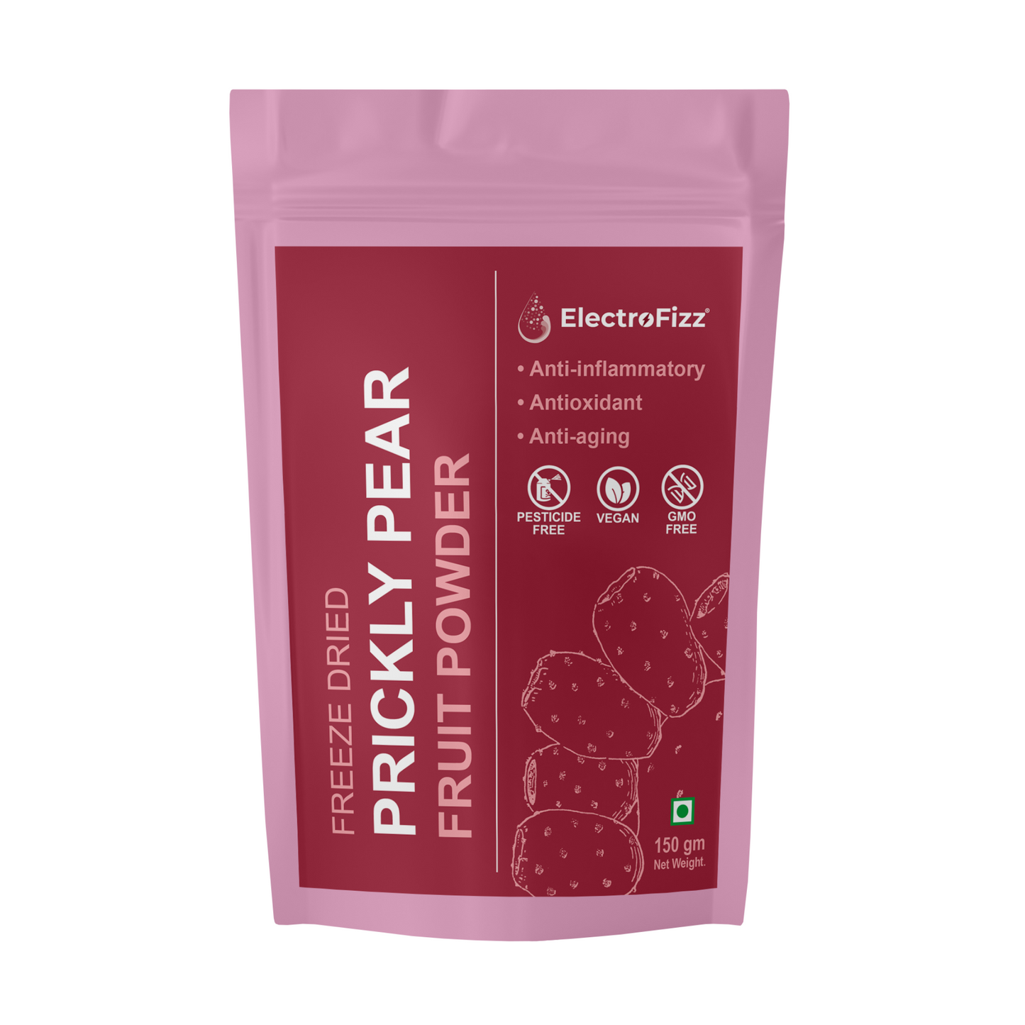 ElectroFizz Freeze Dried 100% Natural Prickly Pear Fruit Powder, Hemoglobin Booster, Inflammation Reduction- 150 gm