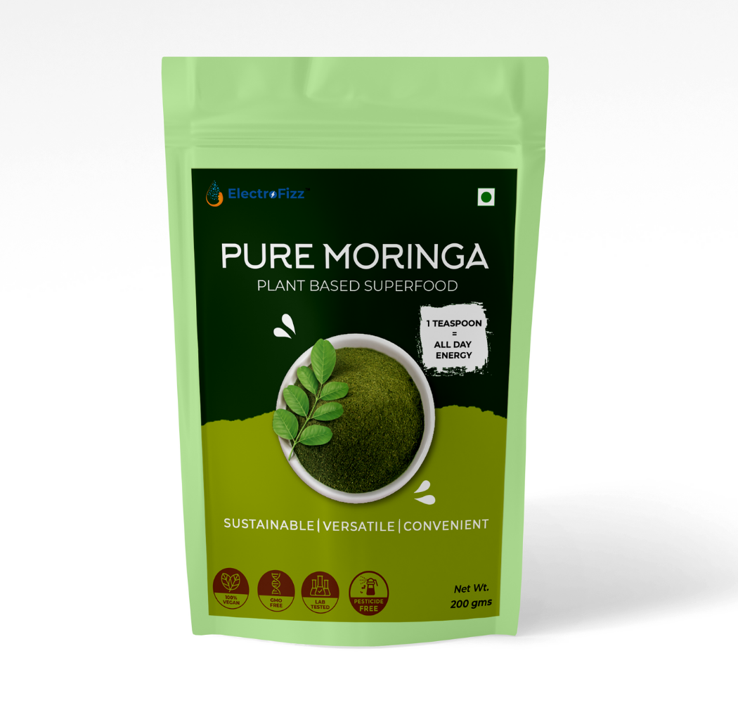 ElectroFizz Pure Moringa Leaf Powder for Weight loss, Energy Levels, Digestive Health- 200 gms Pouch