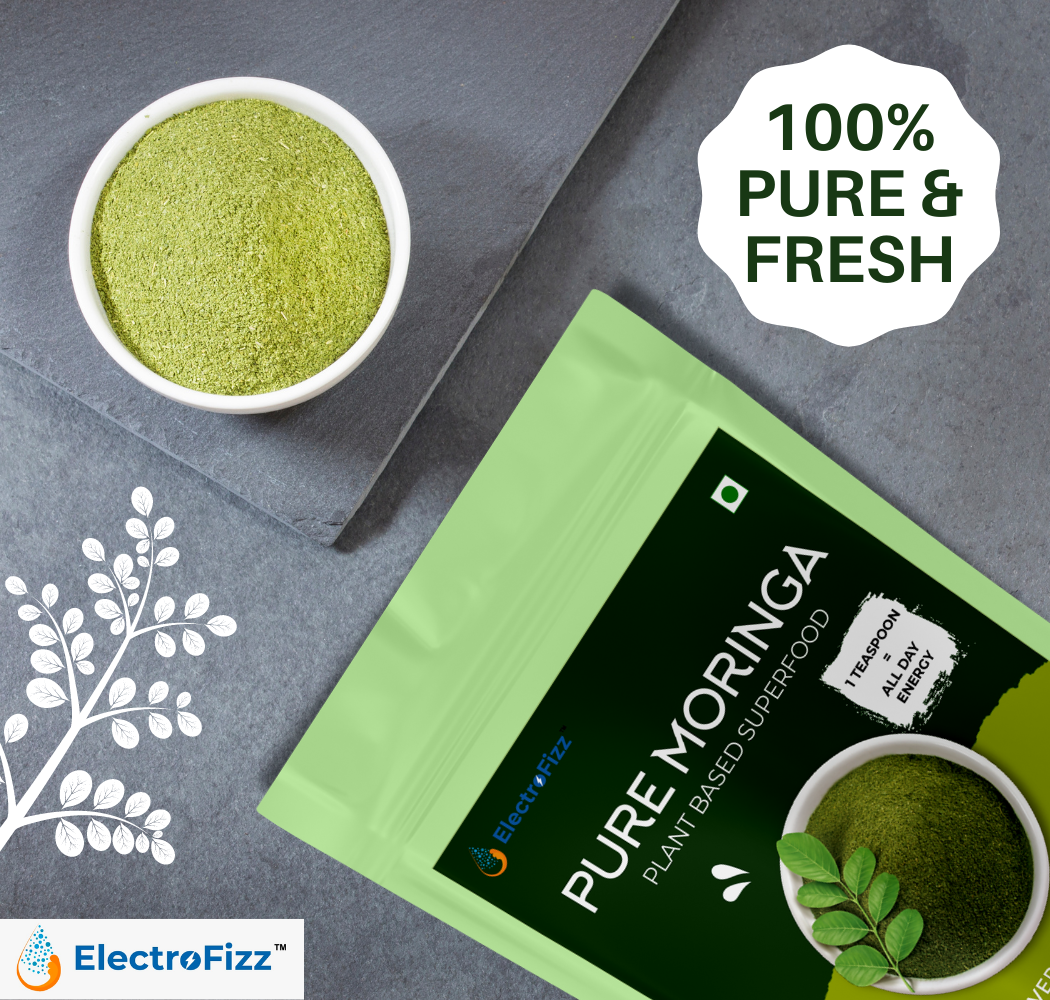 ElectroFizz Pure Moringa Leaf Powder for Weight loss, Energy Levels, Digestive Health- 200 gms Pouch