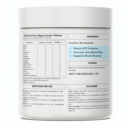 ElectroFizz Pure Micronised Creatine Monohydrate (Unflavoured, 33 Servings) | Scientifically Researched to Build Muscle, Boost Strength & Enhance Performance- 100 gm Pack