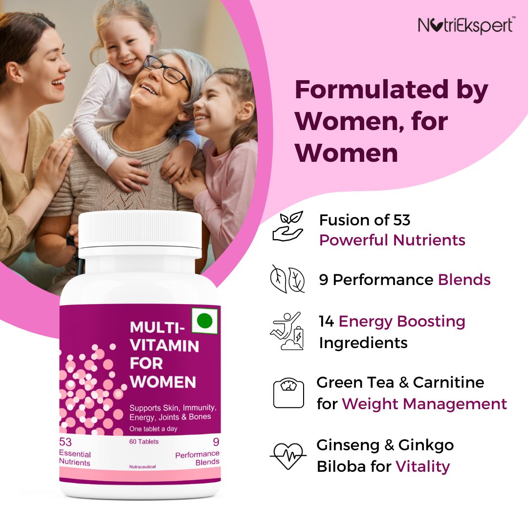 NutriEkspert Multivitamin for Women,53 Essential Nutrients-60 Tablets