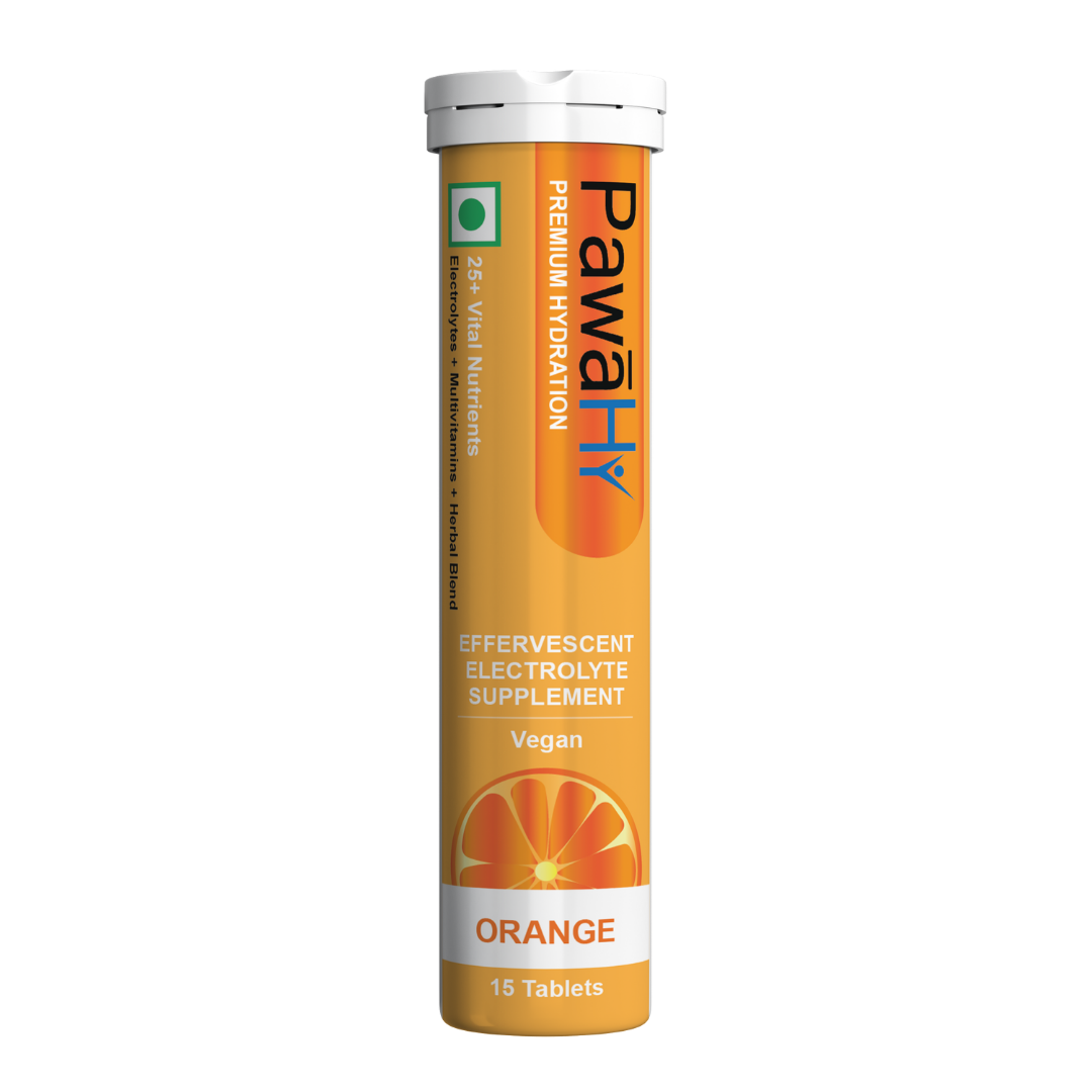 PawaHy Electrolyte Energy Reload Instant Hydration - Orange, Pack of 2 (30 Tablets)
