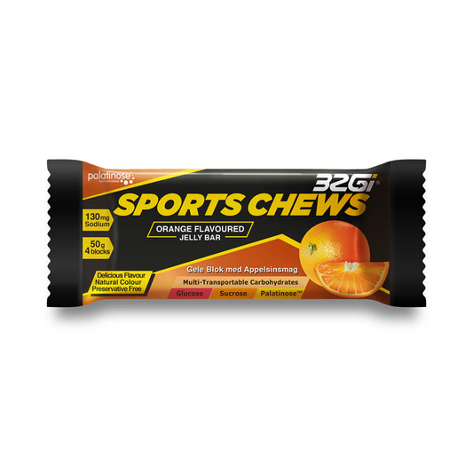 32Gi Sports Chews - Energy Sustaining Jelly Bar- 50gm (4 blocks per pack)- Pack of 3 Bars